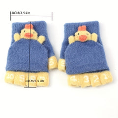 Children Cartoon Warm Half Finger Gloves with Flip