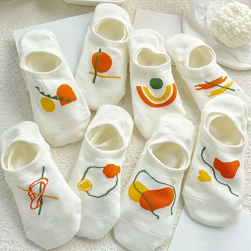 8 Pairs Cartoon Graffiti Socks & Lightweight Ankle Socks Women's Stockings
