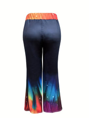  Ombre Elastic High Rise Flared Leg Trousers