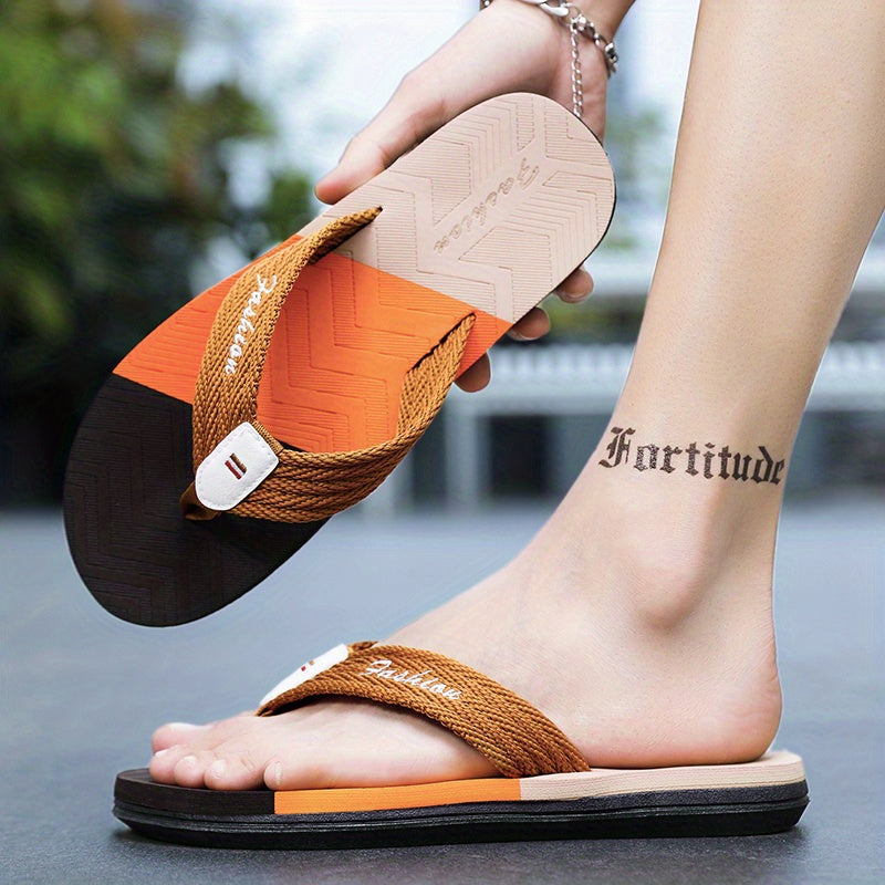 Men's Block Thong Sandals Non Slip Flip-flops for Indoor Outdoor