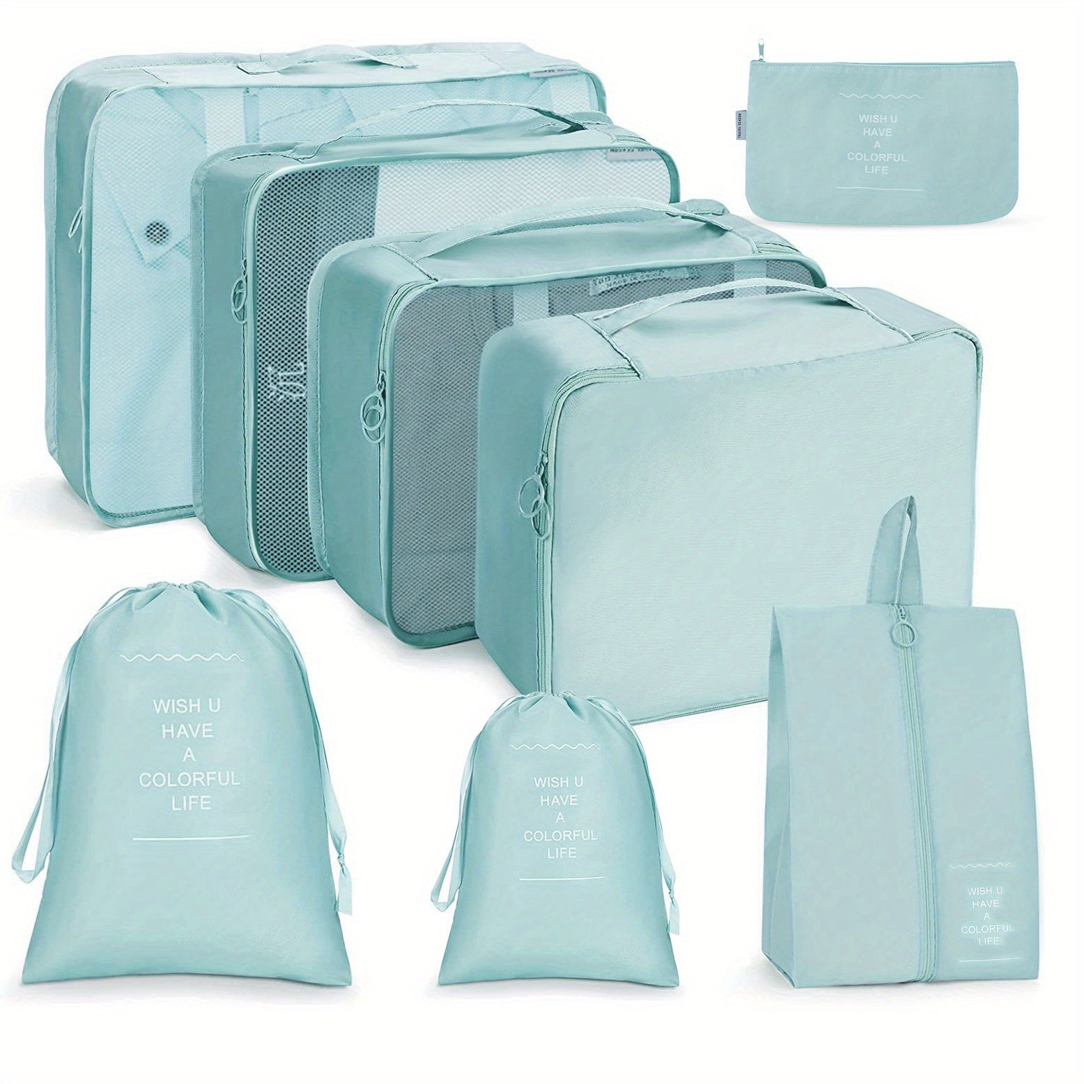 8 Set Packing Cubes For Suitcases Luggage Packing Organizers With Laundry Bag