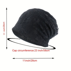 Lace Flower Beanie Elastic Lightweight Skull Cap