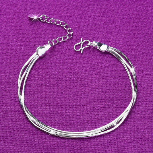 Silver Plated Snake Bone Chain Anklet Adjustable Ankle Bracelet