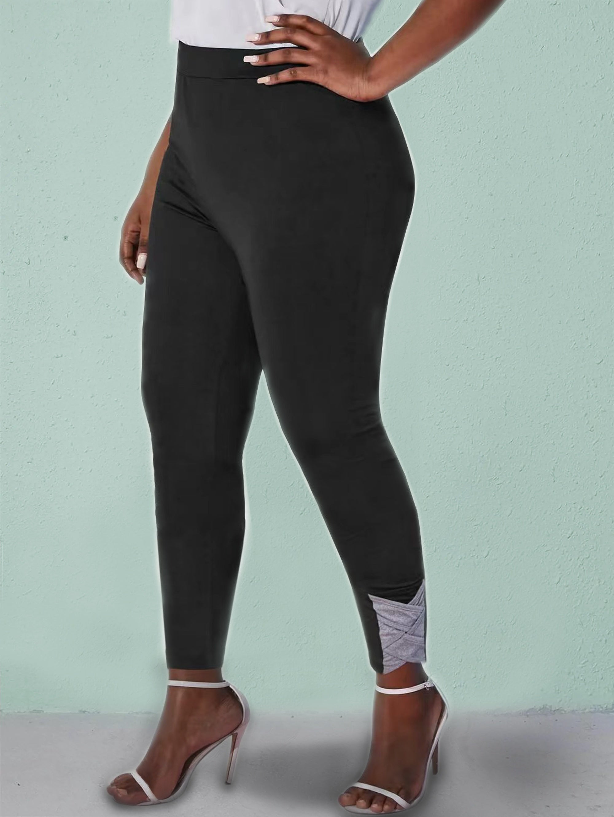 High Waist Leggings with Cross Detail