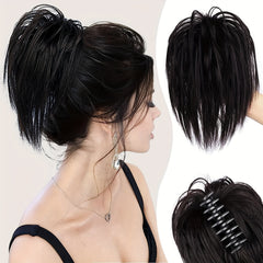 Curly Wavy Chignon Bun Hair Extension Claw Clip In Hair Piece