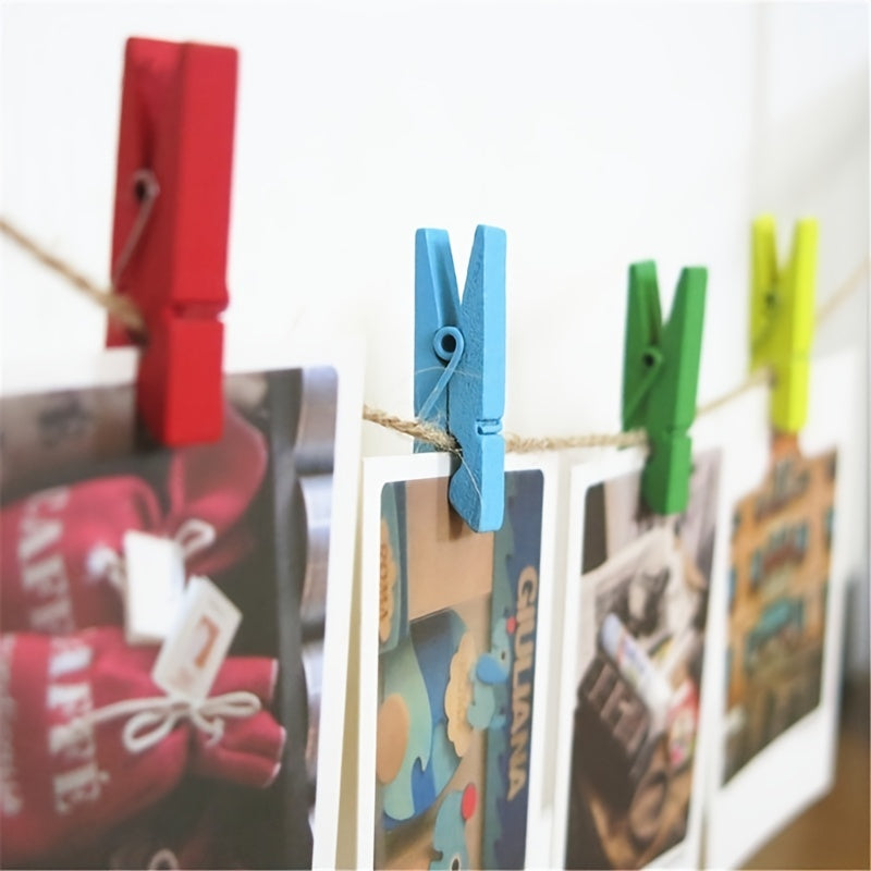 50pcs Colorful Wooden Clip for DIY Crafts and Photo Storage