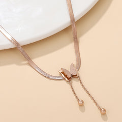 Stainless Steel Butterfly Pendant Necklace for Women Girls