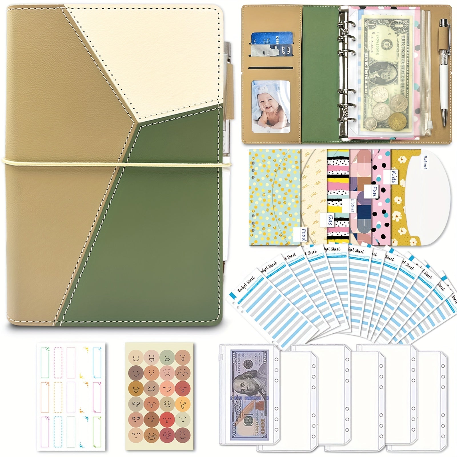 Budget Binder Money Organizer with 6 Cash Envelopes, 12 Budget Sheets