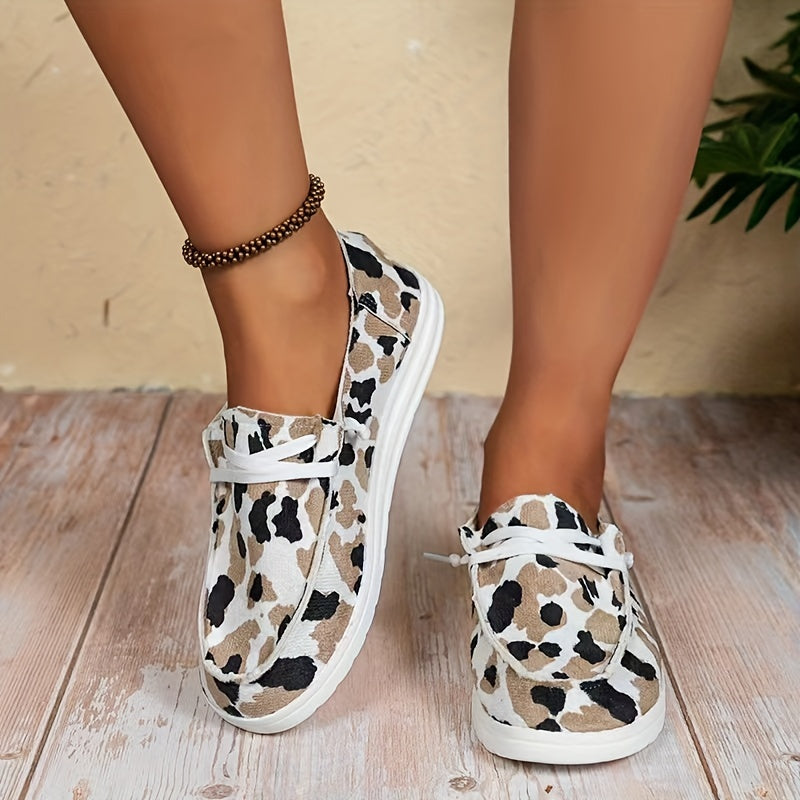 Women's Flat Canvas Shoes Lightweight Low Top Lace Up Loafers