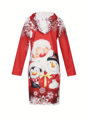  Christmas Dress Women's Plus Santa Claus & Snowman Print