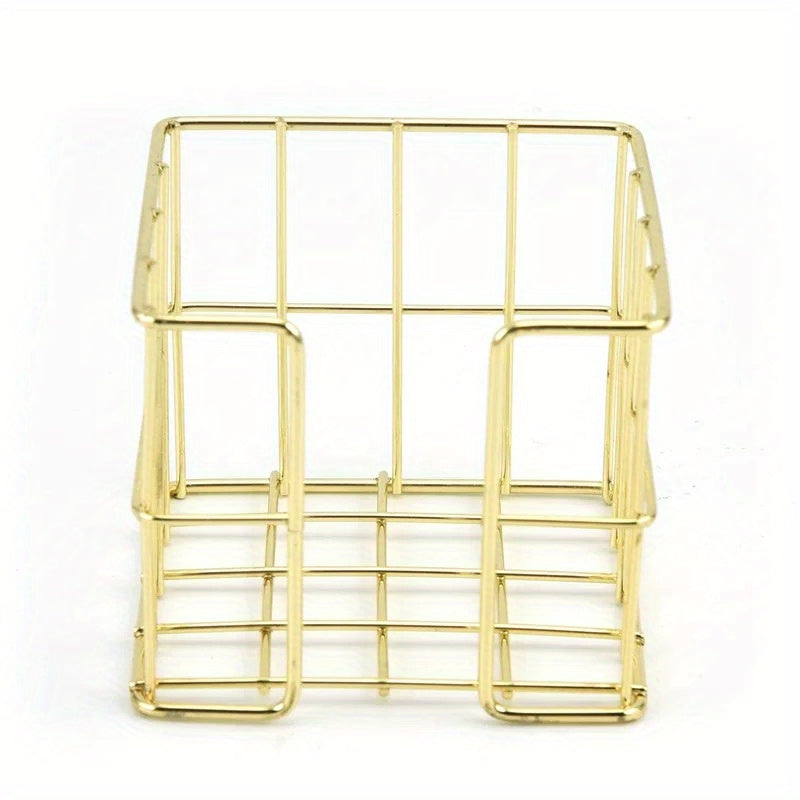 Rose Golden Sticky Note Holder Metal Cube Desktop Organizer