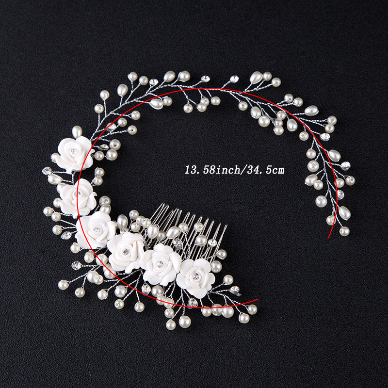 Wedding Flower Pearl Hair Comb Bridal Hair Clip