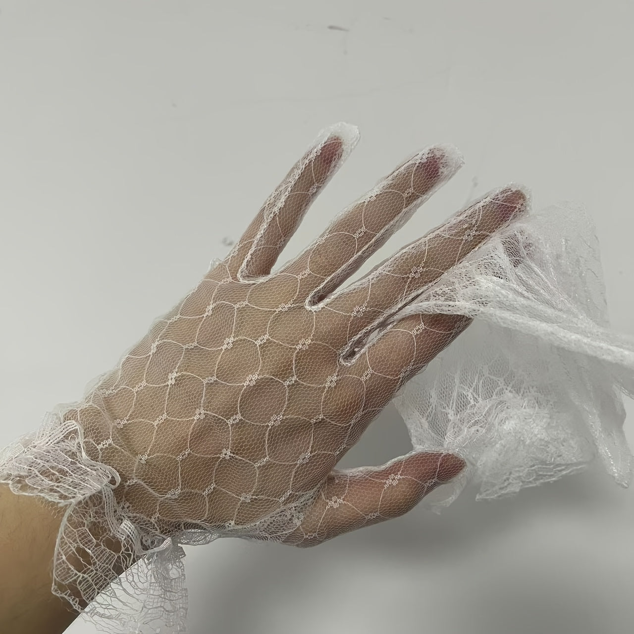 Net Tulle Lace Bridal Wedding Gloves