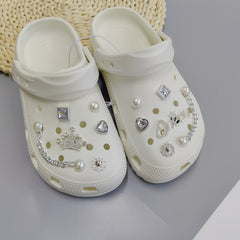 14pcs Shoe Accessories Set Crown Alphabet Flash Diamond Chain