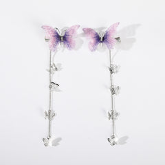 Glitter Butterfly Hair Clips Fabric Barrettes Tassel Hairpin