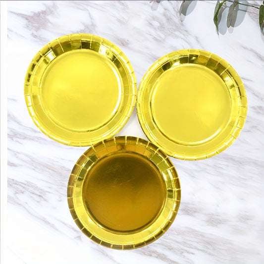 20 Pcs Disposable Paper Plates Golden Soak Proof Paper Plates Cut Proof Dinner P