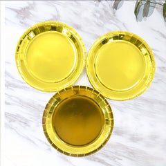 20 Pcs Disposable Paper Plates Golden Soak Proof Paper Plates Cut Proof Dinner P