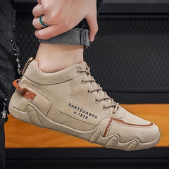 Men's Leather Lace Up Sneaker Soft Sole Shoes