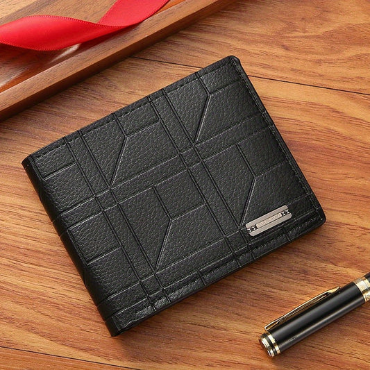 Men's Casual Checkered Wallet Soft PU Leather