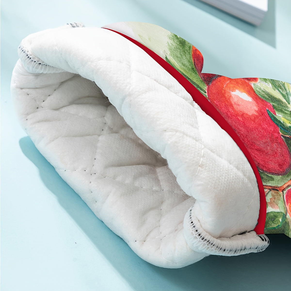 2pcs Fruit Theme Cotton Oven Mitts Heat Resistant Double Layer Baking Mitts