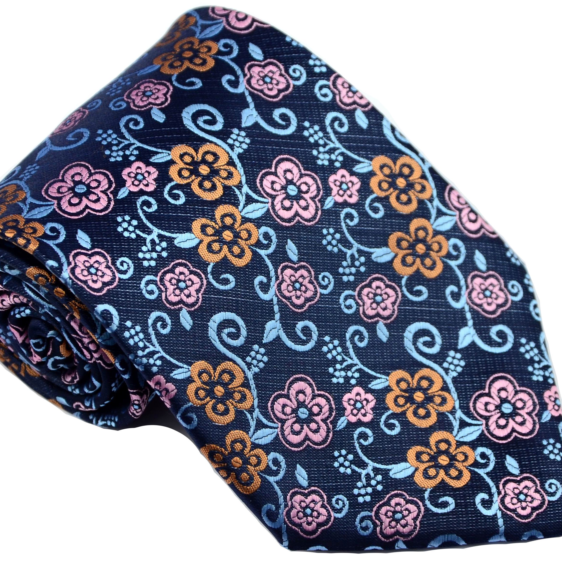 Men's Striped Floral Jacquard Necktie Business Wedding Party Great Gift