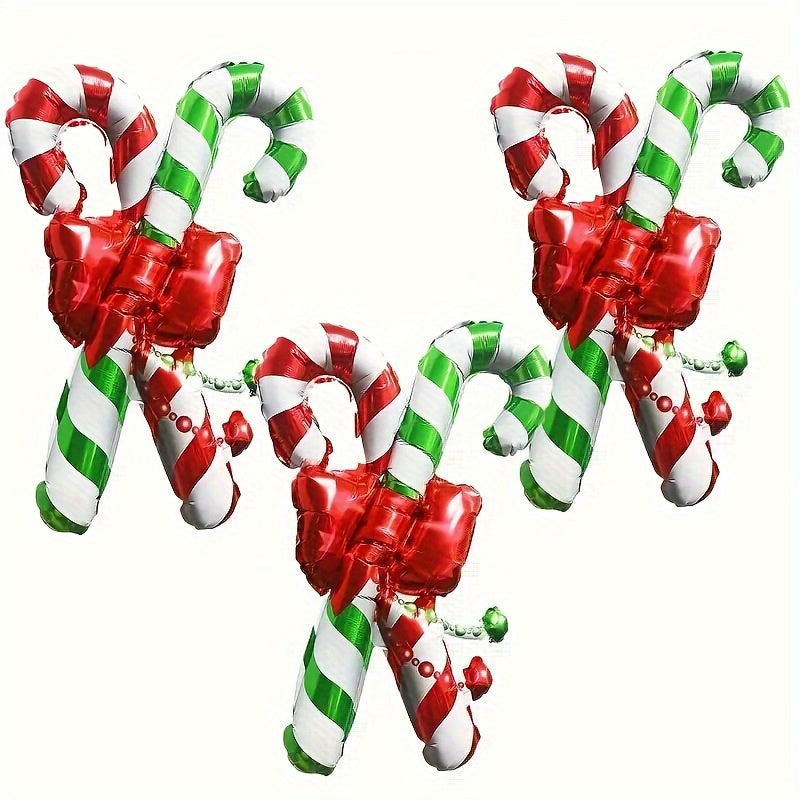 3pcs Christmas Bow Cane Balloons Decoration for Christmas Theme Party