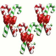 3pcs Christmas Bow Cane Balloons Decoration for Christmas Theme Party