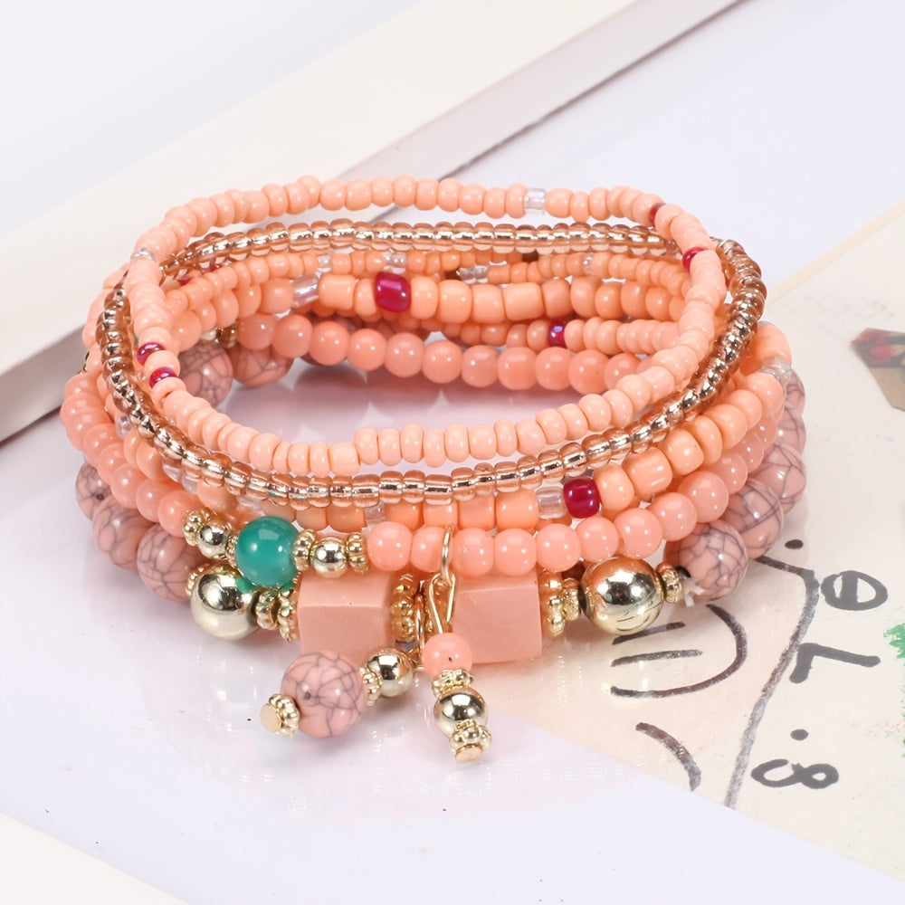 Colorful Bohemian Beaded Bracelet Stackable Hand Jewelry