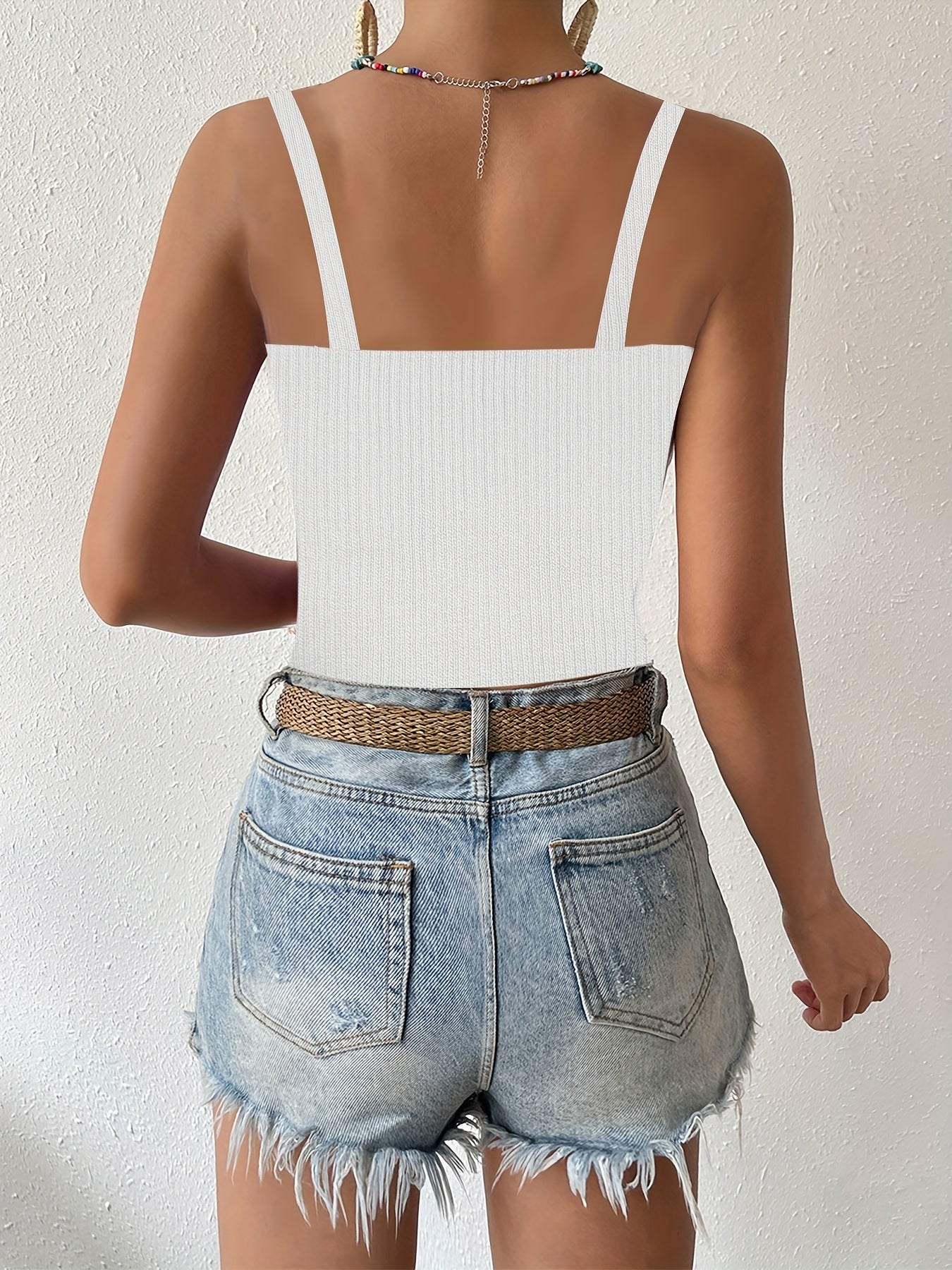 Sexy Knitted V-Neck Cami Top for Summer