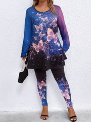 Women's Plus Leopard Print Peplum Top & Leggings Set