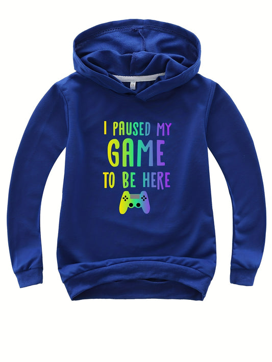 I PAUSED MY GAME TO BE HERE Boys Hooded Sweatshirt