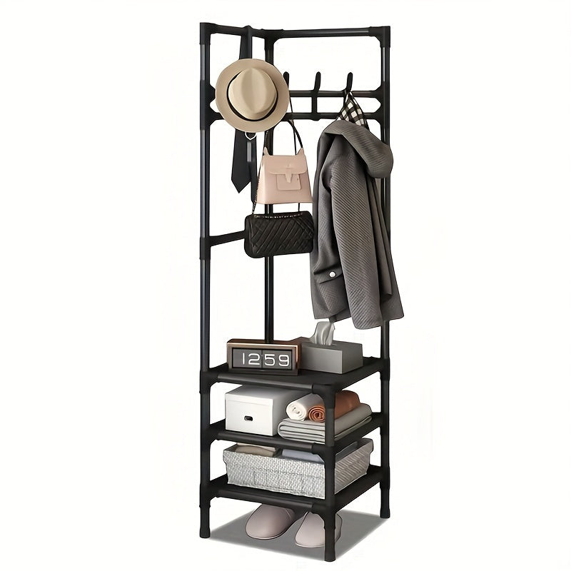 Sturdy Triangle Coat Rack Shoe Rack with 2-Tier Storage and 14 Hooks