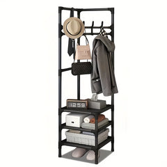 Sturdy Triangle Coat Rack Shoe Rack with 2-Tier Storage and 14 Hooks