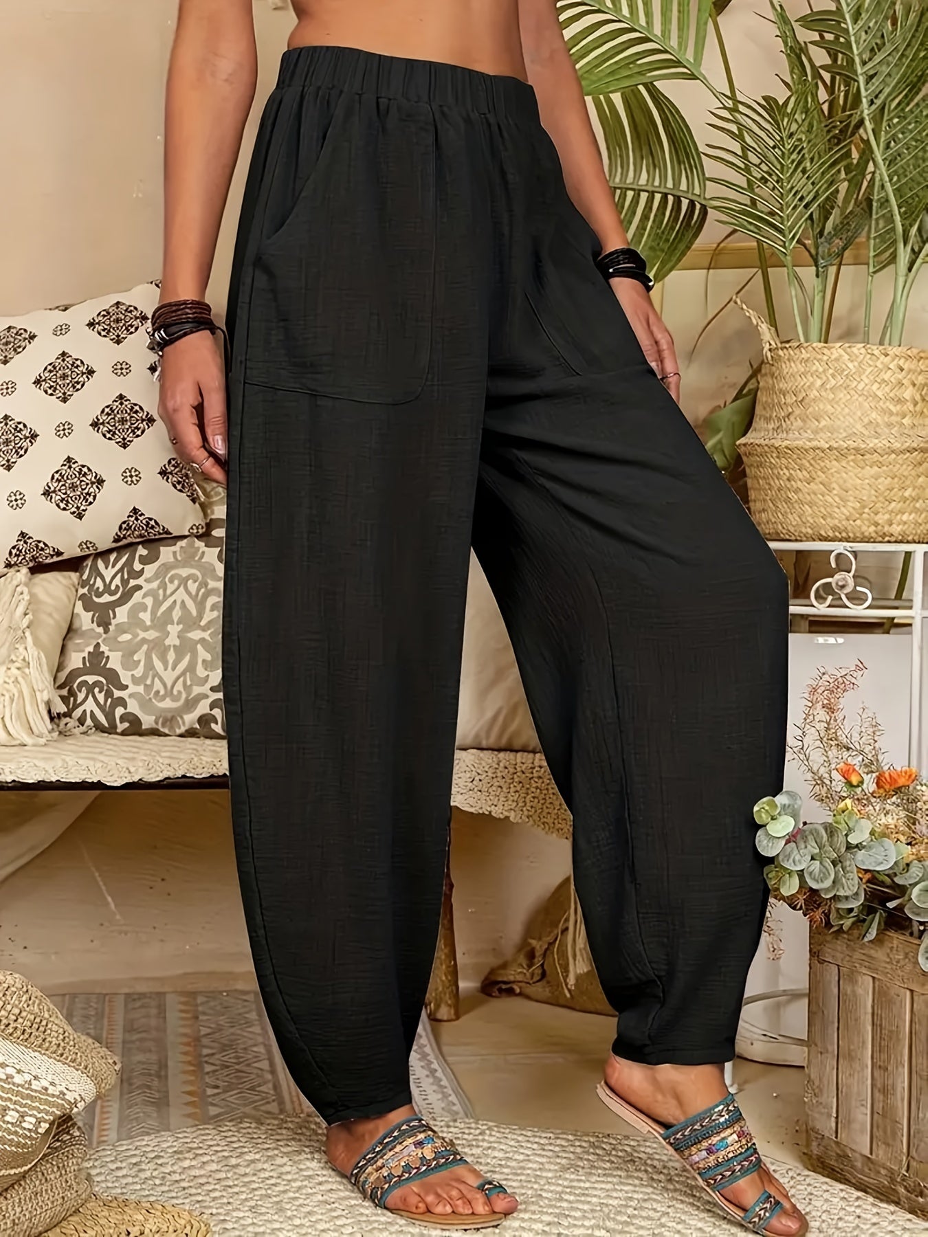  Casual Pants Women's High Rise Carrot Pants With Pockets