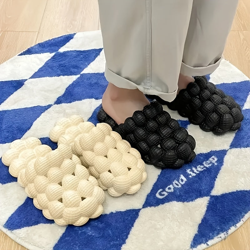 Men's Ultra Soft Massage Bubble Slides Cushioned Spa Slippers