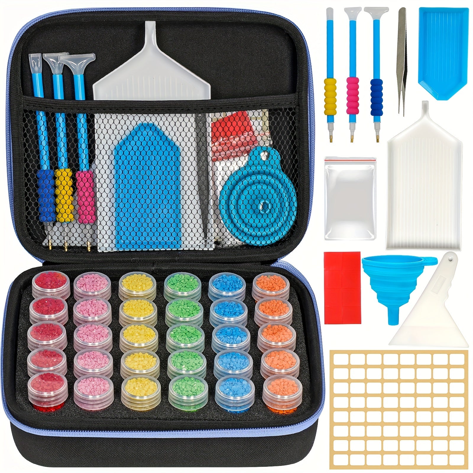 Diamond Painting Tools Organizer Kit with 60 Slots - Rhinestone Bead Storage