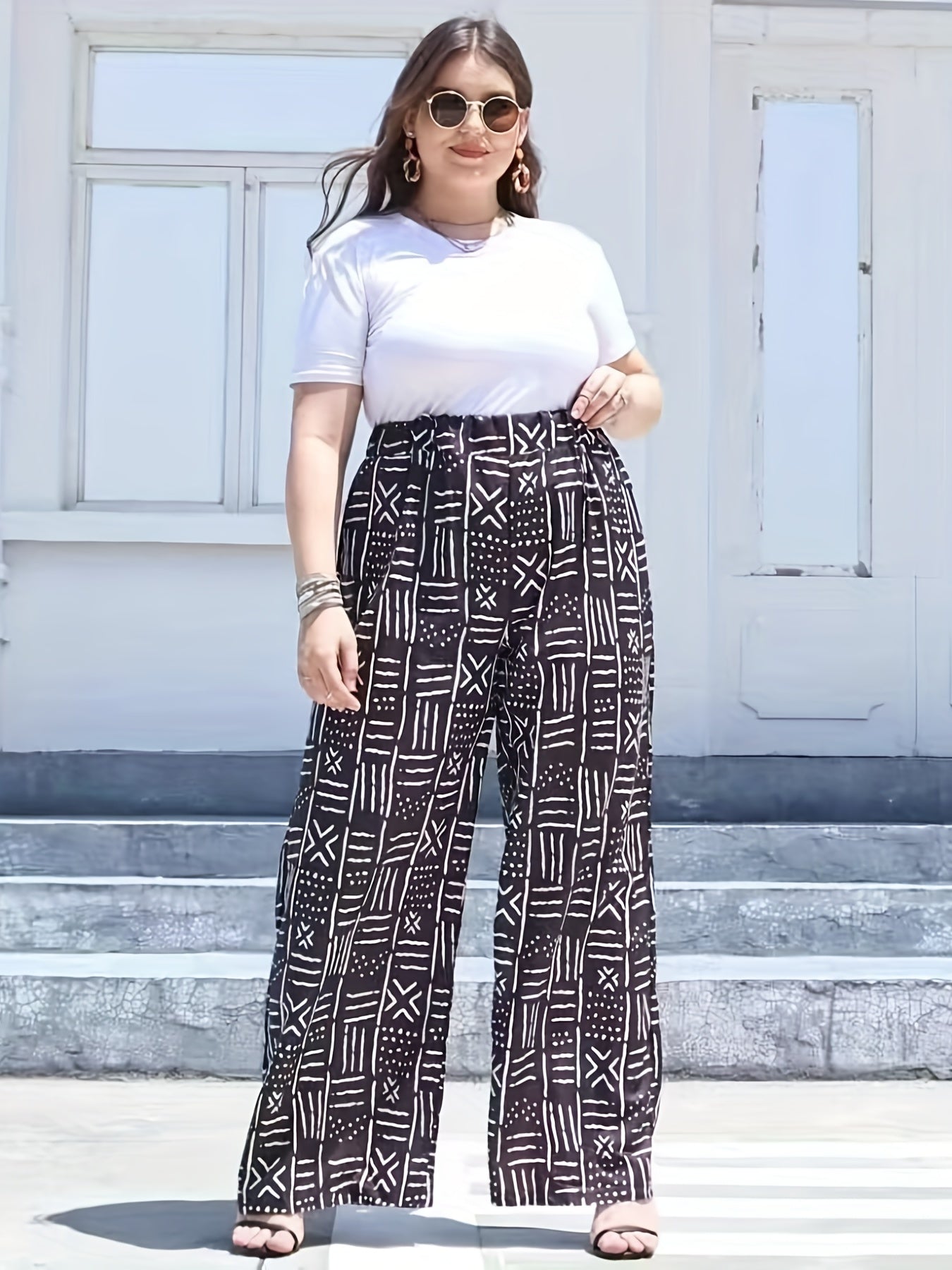  High Rise Wide Leg Trousers With Pockets