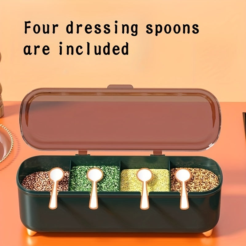 4-grid Seasoning Box with Spoon and Lid