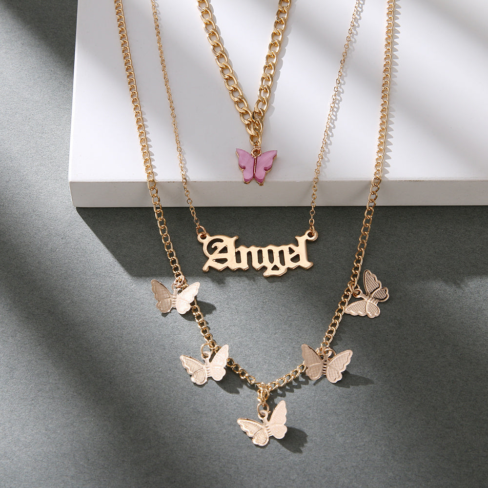 Letter & Butterfly Charm Necklace