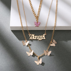 Letter & Butterfly Charm Necklace