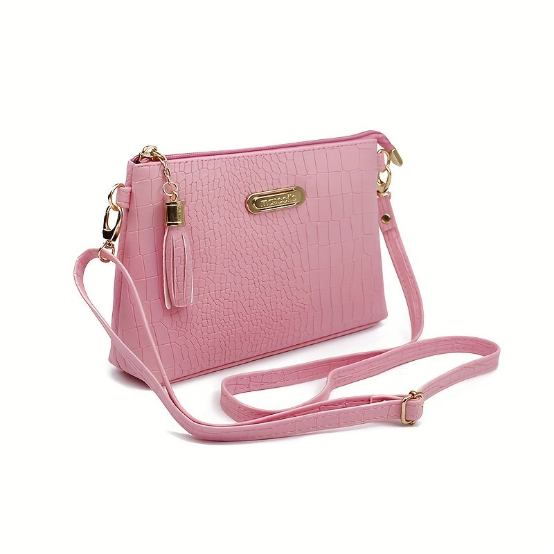 Crocodile Pattern Crossbody Bag PU Shoulder Bag Women's Handbag