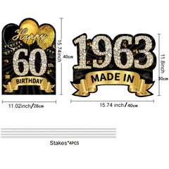 60th Birthday Yard Signs Decorations - Happy 60th Birthday & In 1963 Lawn Sign