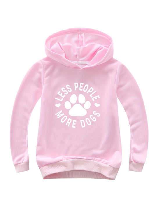 Boys Girls Dog Paw Graphic Hoodie Casual Cotton Hooded Sweatshirt