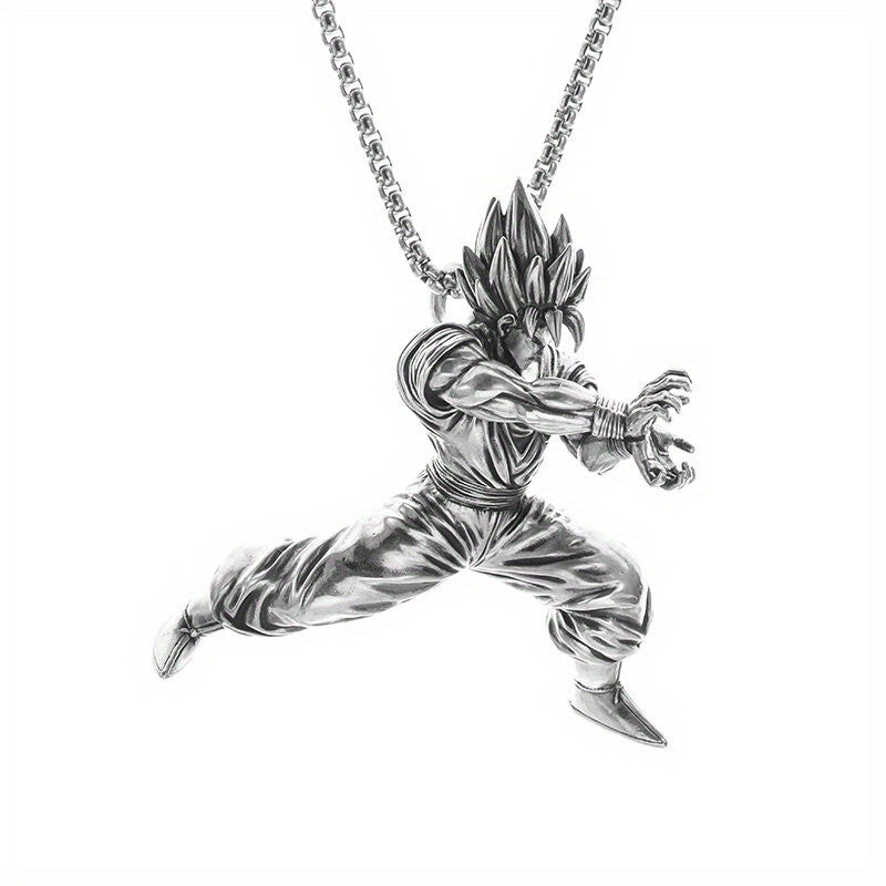 Yellow Hair Kung Fu Man Pendant Necklace For Men Kids Anime Exhibition