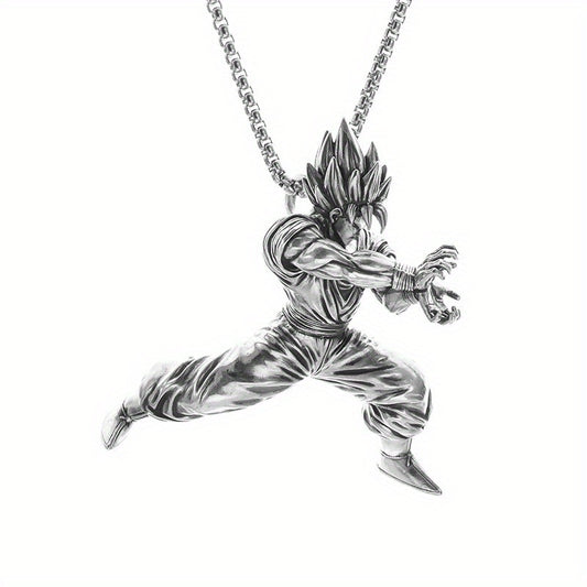 Yellow Hair Kung Fu Man Pendant Necklace For Men Kids Anime Exhibition