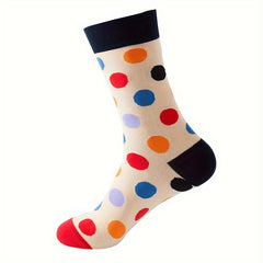 5 Pairs Polka Dot Print Socks Comfy Soft Mid Tube Women's Stockings