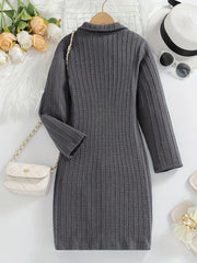 Girls' Slim Fit Knitted Sweater Dress