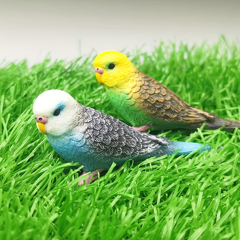 Mini Budgie Parrot Set Realistic PVC Bird Figurines Colorful Desk Ornaments