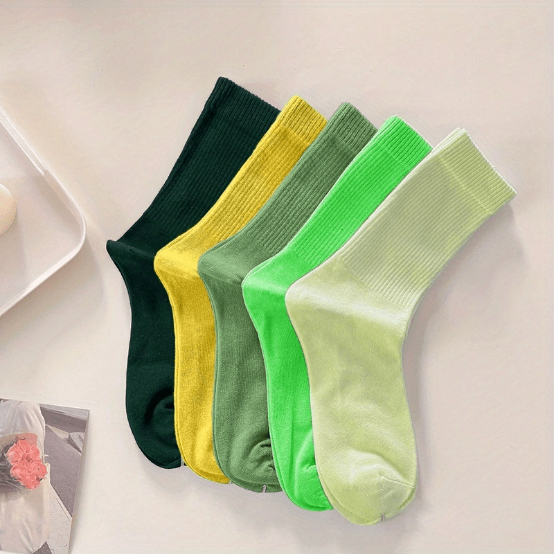 10 Pairs Women's Mid Tube Socks Comfy & Breathable Solid Color Stockings