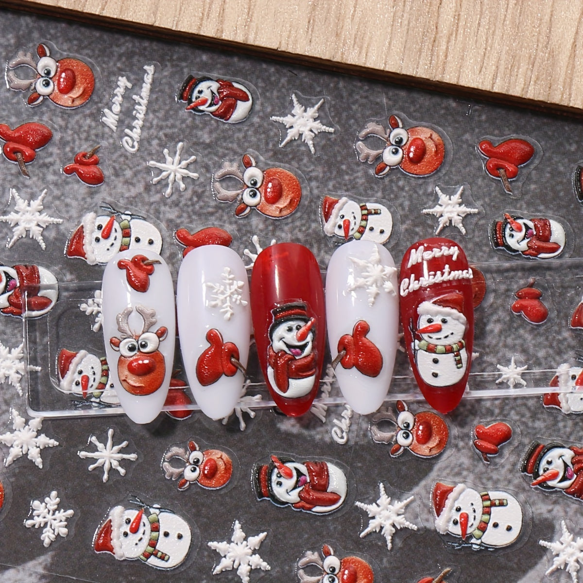 3pcs Christmas Cartoon Nail Stickers Santa Claus Snowflake Decoration Tools